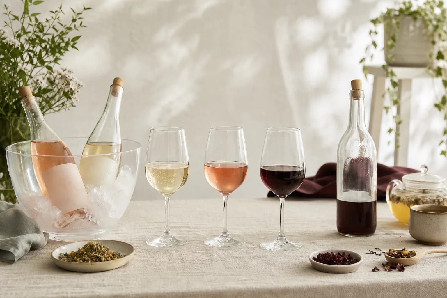 Alkoholfri vin: vin serveret i et egnet tulipanformet glas