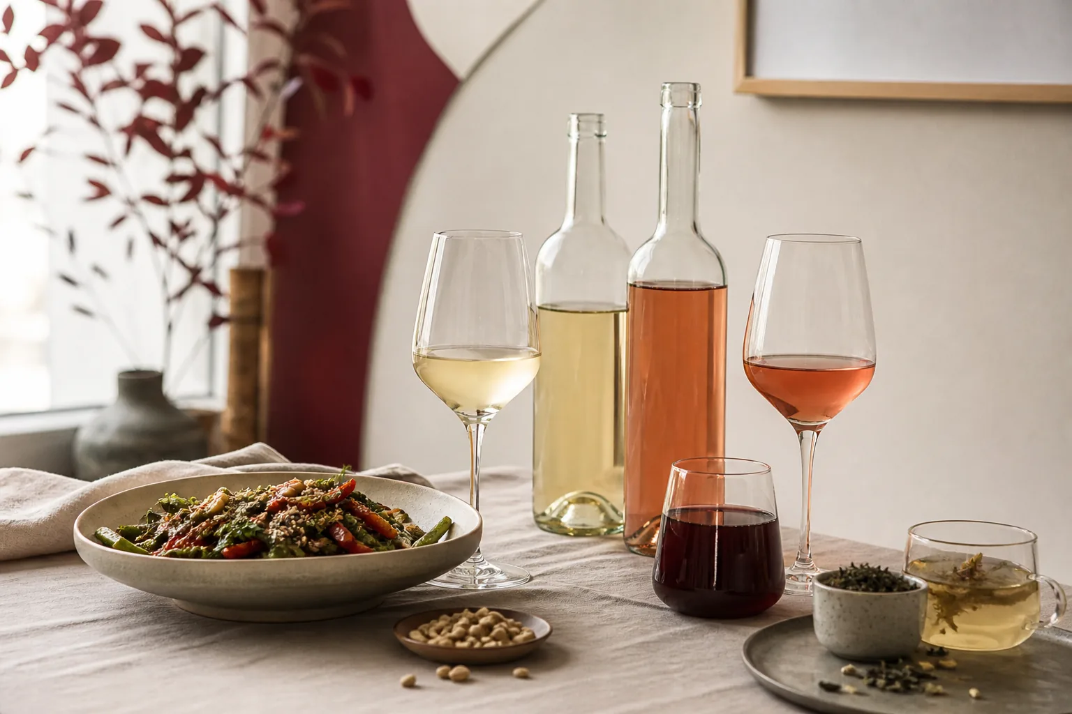 Alkoholfri vin: vin og mad sat sammen efter intensitet og struktur