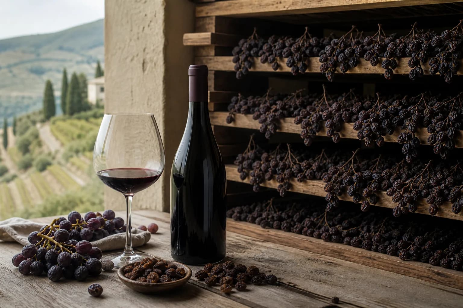 Amarone på tilbud: vinen serveret ved et passende måltid