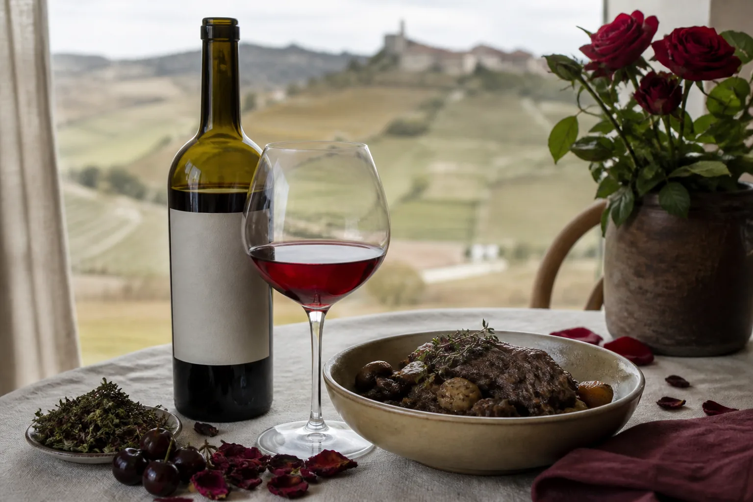 Barolo på tilbud: vinen serveret ved et passende måltid