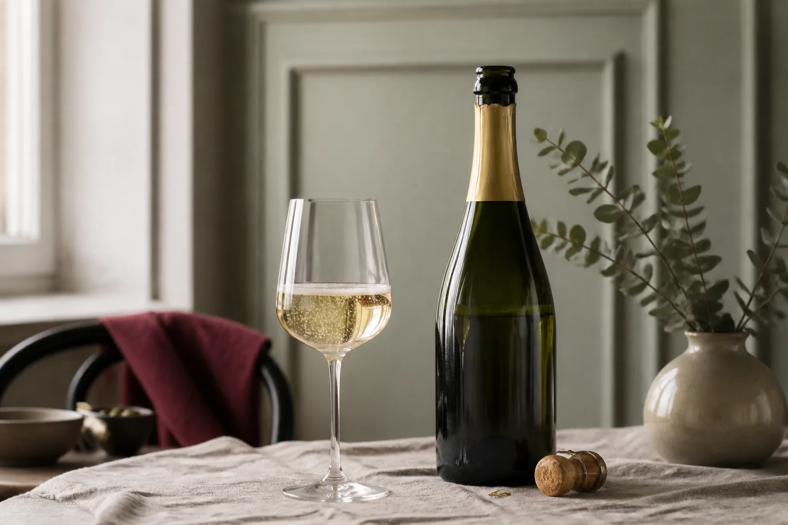 Champagne på tilbud: vinen serveret ved et passende måltid