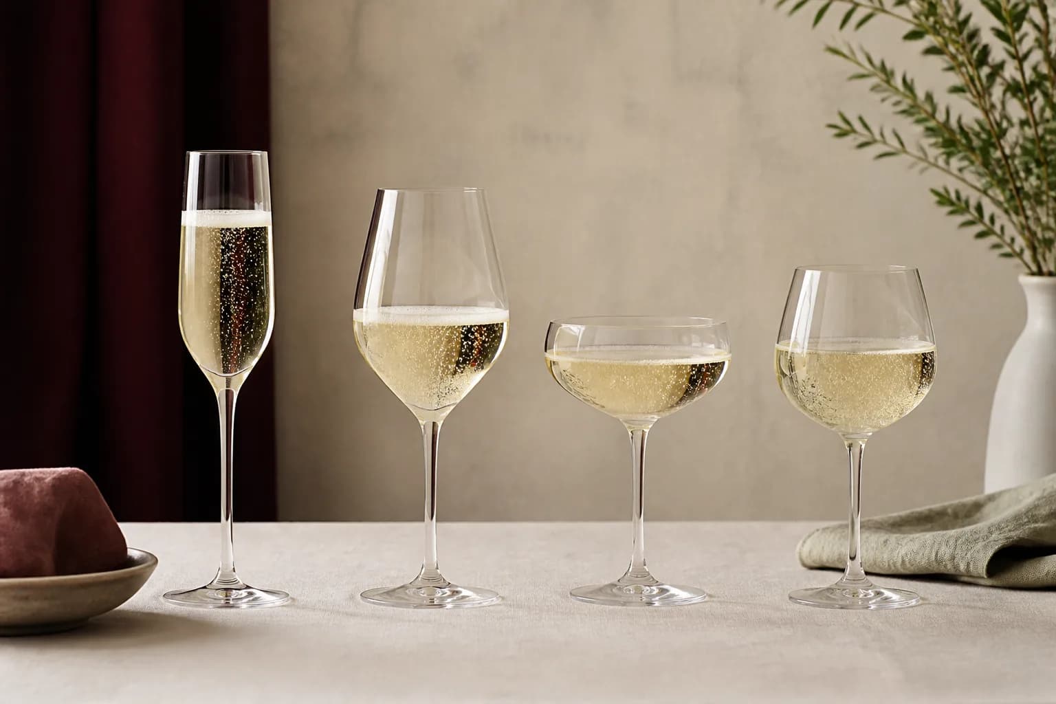 Champagneglas: opmåling, ventilation og montering
