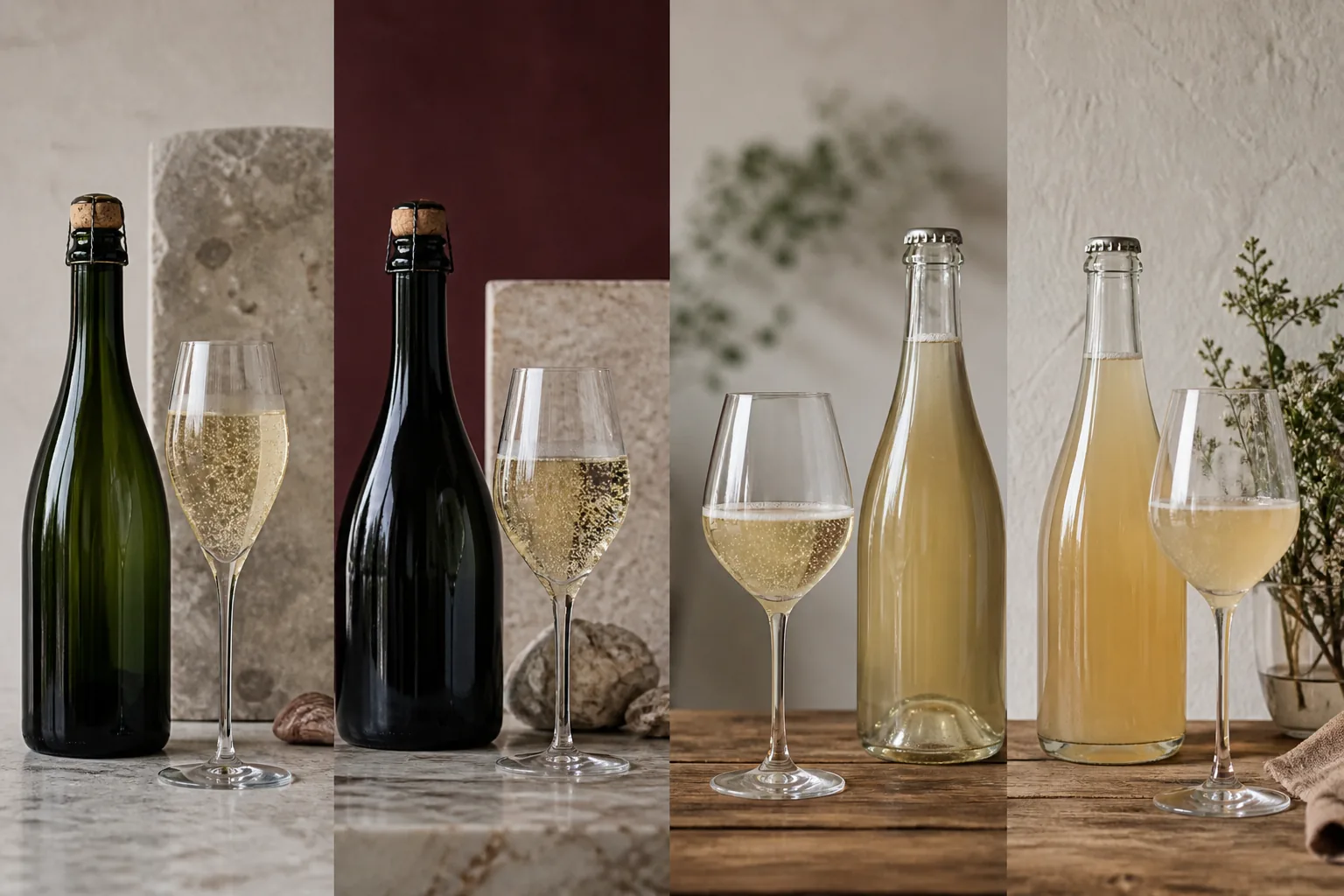 Mousserende vin: to beslægtede vinstile sammenlignet