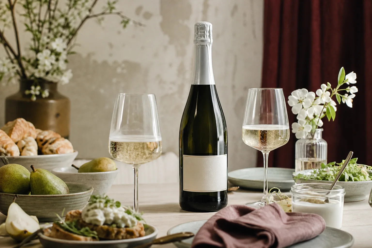Prosecco på tilbud: ansvarlig borddækning med vand og alkoholfrit alternativ
