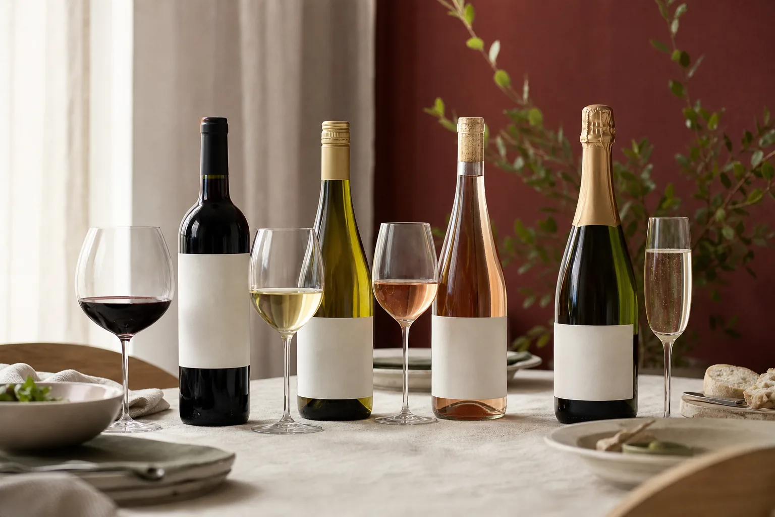 Vin på tilbud: vinen serveret ved et passende måltid