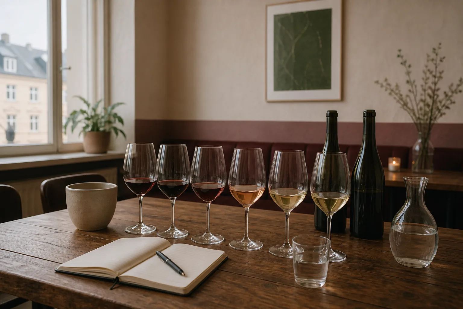 vinsmagning i København: hero tasting table